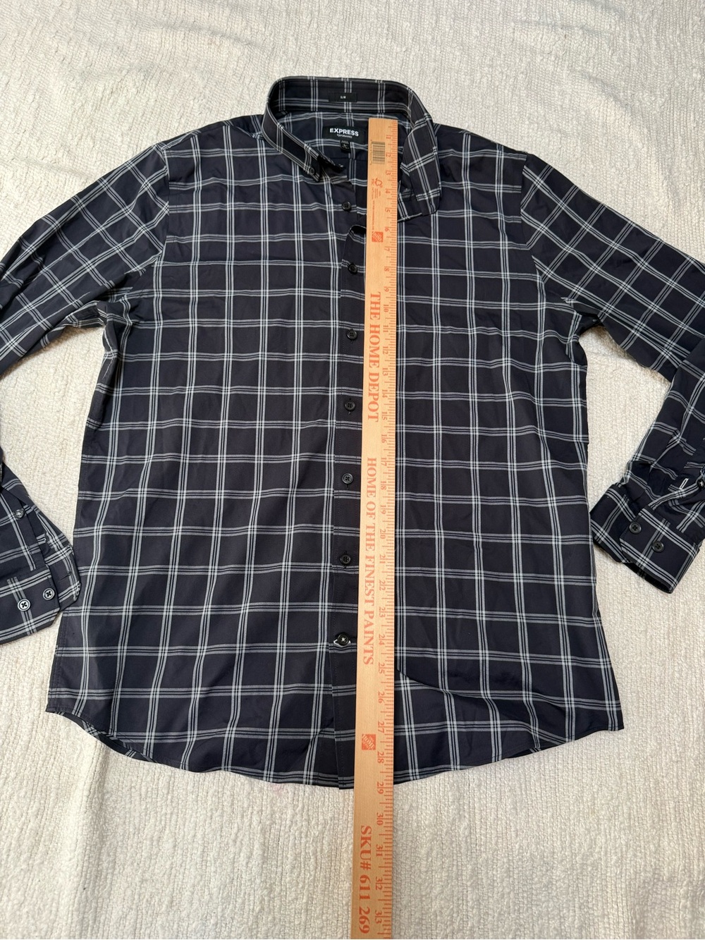Express Performance Checkered Dress Shirt Slim Moisture Wicking Large - Picture 5 of 10